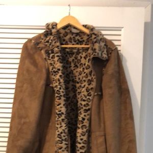 Faux Suede and Fur Long Shearling